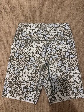 aerie Olive & White Floral High-Rise Bike Shorts